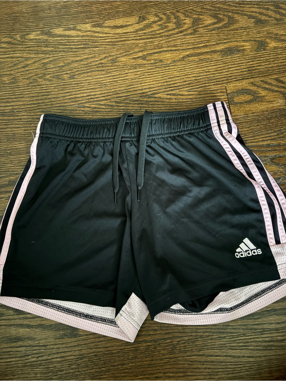 adidas Black Athletic Shorts with Light Pink Trim